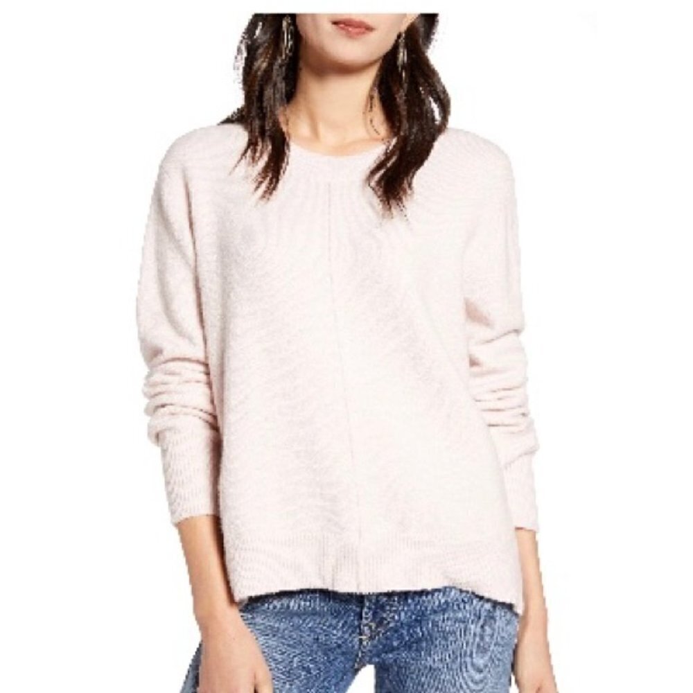Treasure & Bond Women's Sz XS Crewneck Pullover Sweater Pale Pink Stretch Cotton